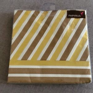 20 Papyrus lunch napkins ONE PACK of 20 napkins goil foil brown & white